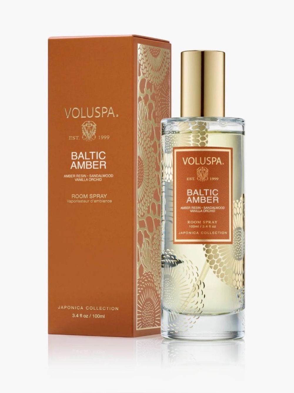 Voluspa Baltic Amber Room Spray — Amber/Gold